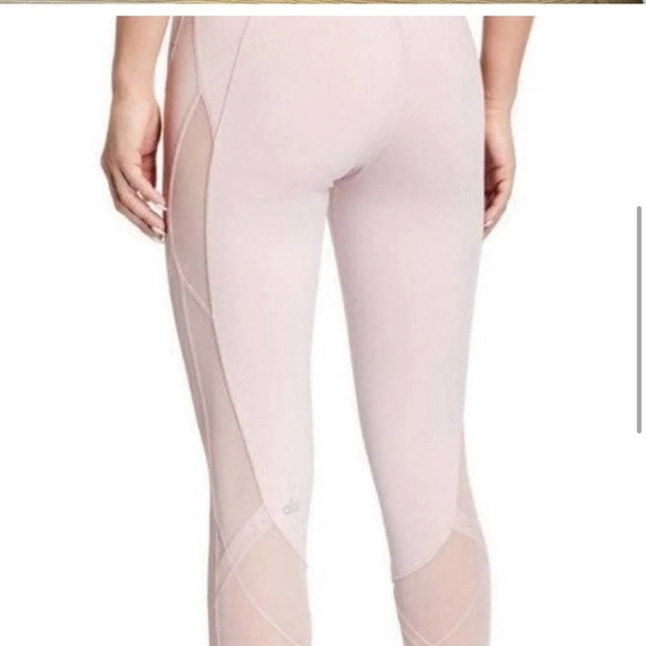 ALO Yoga Blush Pink Leggings W/Lace Mesh Detail - Picture 2 of 9